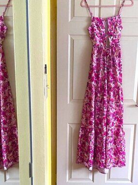 NWOT Floral Pink Maxi Dress, Size M